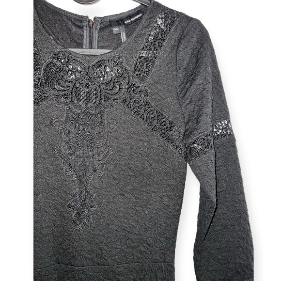 The Kooples Black A Line boho Lace 3/4 sleeve fit & flare Mini dress casual XS - Picture 5 of 5